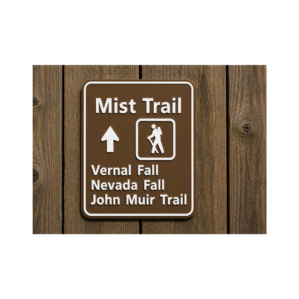 Yosemite National Park Mist Trail Sign John Muir Vernal Fall Nevada California
